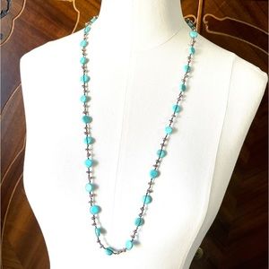 Vintage Hand Weaved Turquoise and Silver Necklace